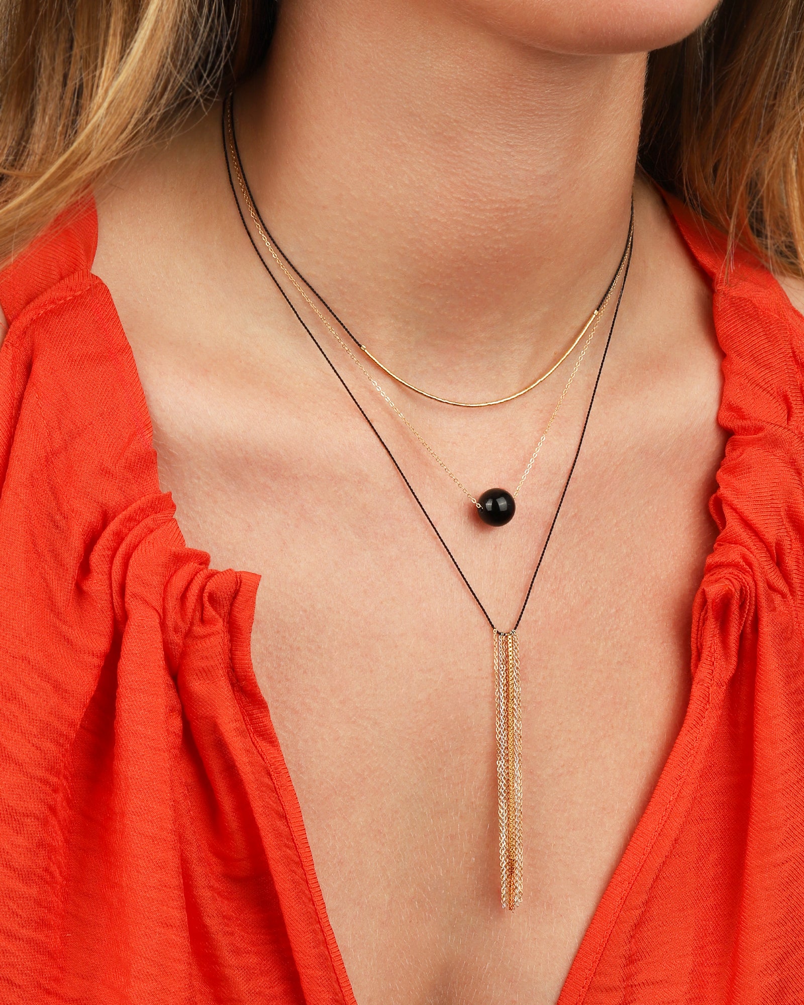Wish Necklace 14k Gold Filled, Black Onyx