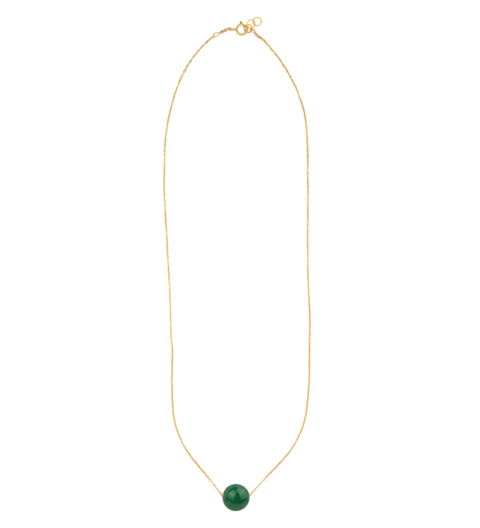 Magnetic Dot Necklace 14k Gold Filled, Green Agate