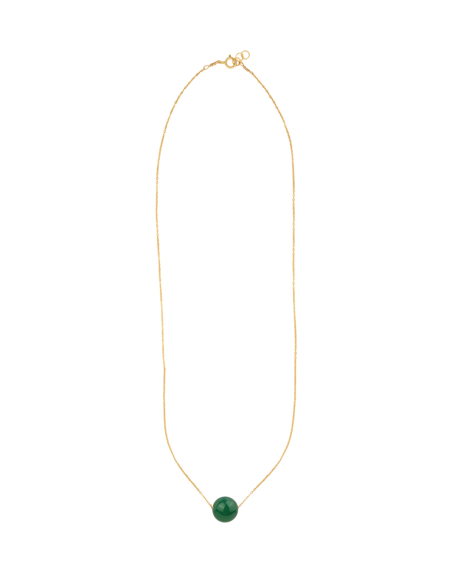 Magnetic Dot Necklace 14k Gold Filled, Green Agate