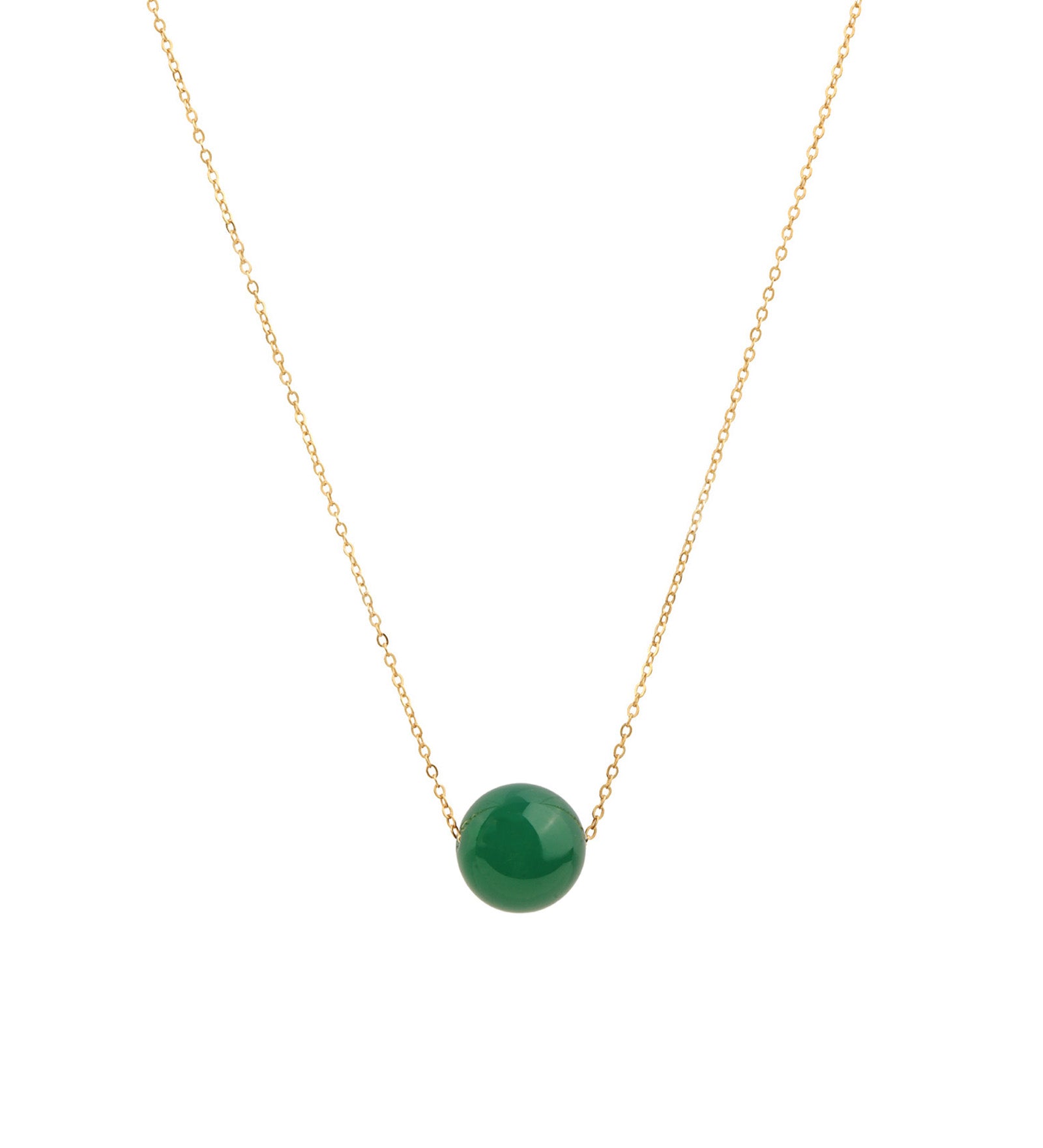 Magnetic Dot Necklace 14k Gold Filled, Green Agate
