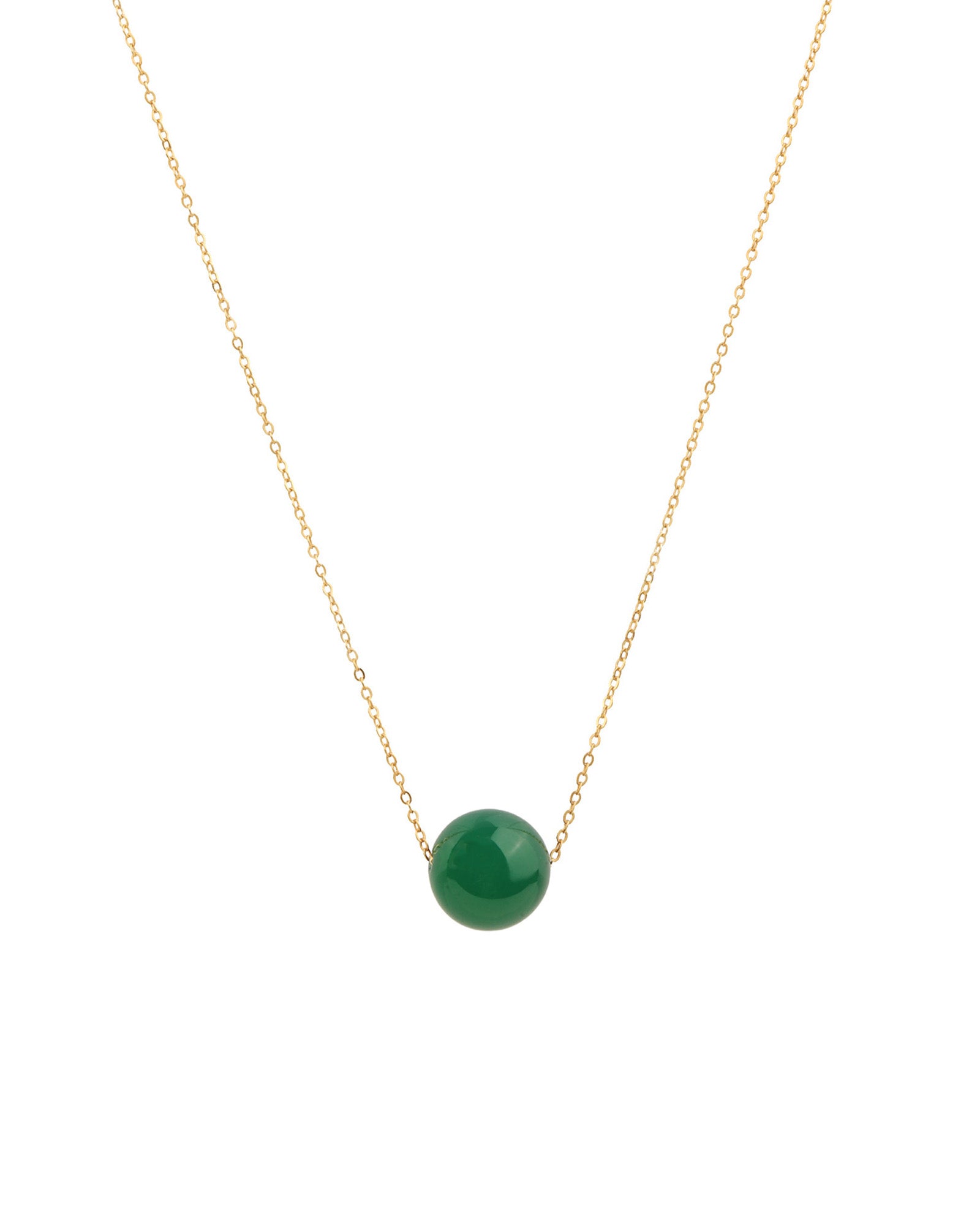 Magnetic Dot Necklace 14k Gold Filled, Green Agate