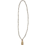 Mala Tassle Necklace Grey Agate, Leather