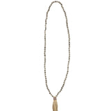 Mala Tassle Necklace Grey Agate, Leather