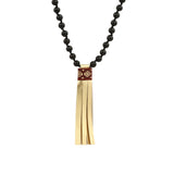 Mala Tassle Necklace Black Onyx, Leather