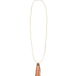 Mala Tassle Necklace Moonstone, Leather