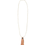 Mala Tassle Necklace Moonstone, Leather