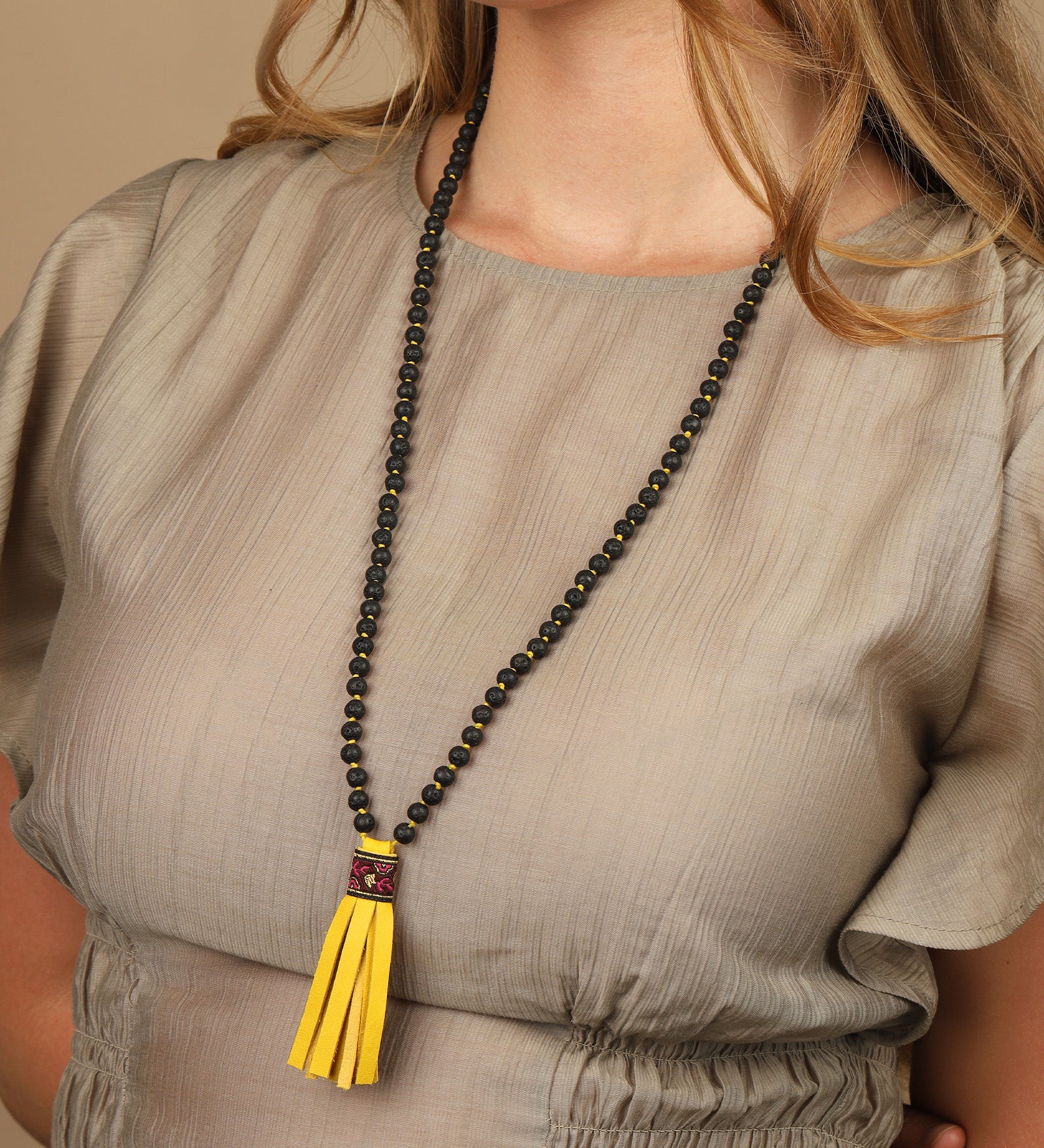 Naimaz-Mala Tassel Necklace | 6mm-Necklaces-Blue Ruby Jewellery-Vancouver Canada