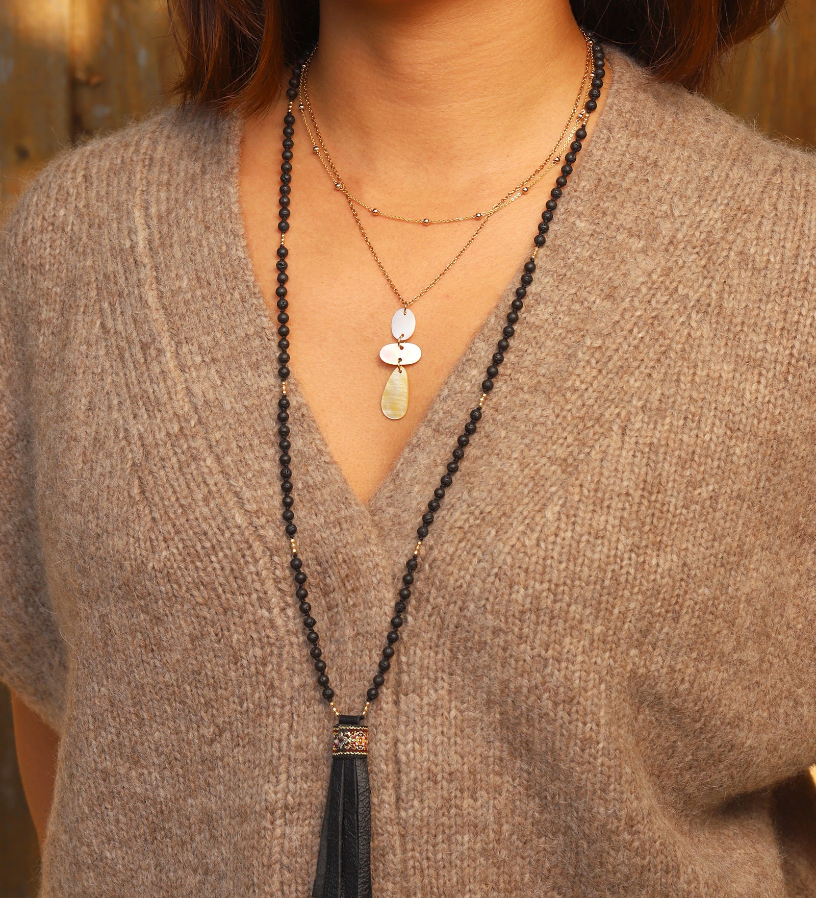 Naimaz-Mala Tassel Necklace | 5mm-Necklaces-Blue Ruby Jewellery-Vancouver Canada