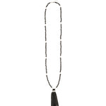 Mala Tassle Necklace Sterling Silver, Lava Bead