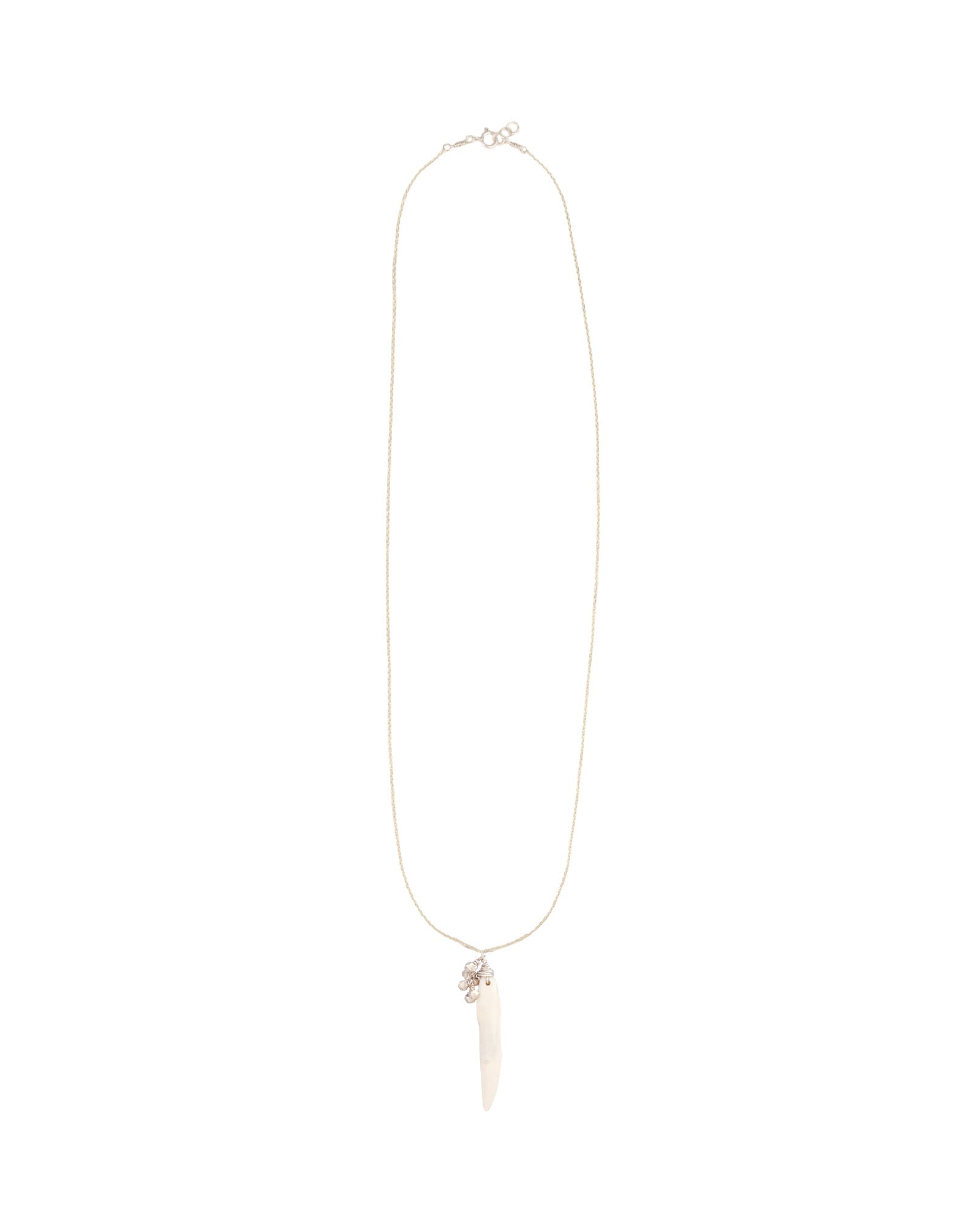 White Coral Horn Necklace Sterling Silver, White Coral Horn