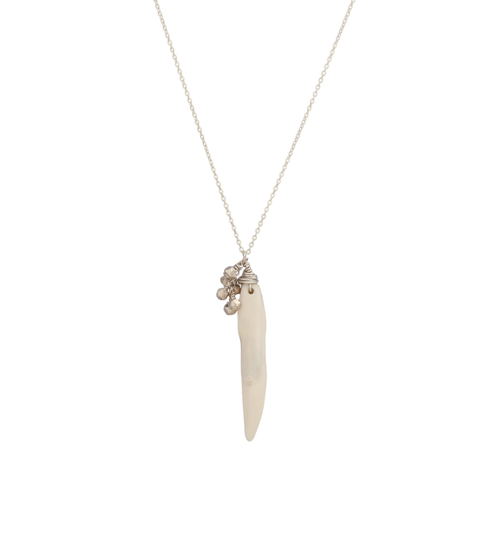 White Coral Horn Necklace Sterling Silver, White Coral Horn