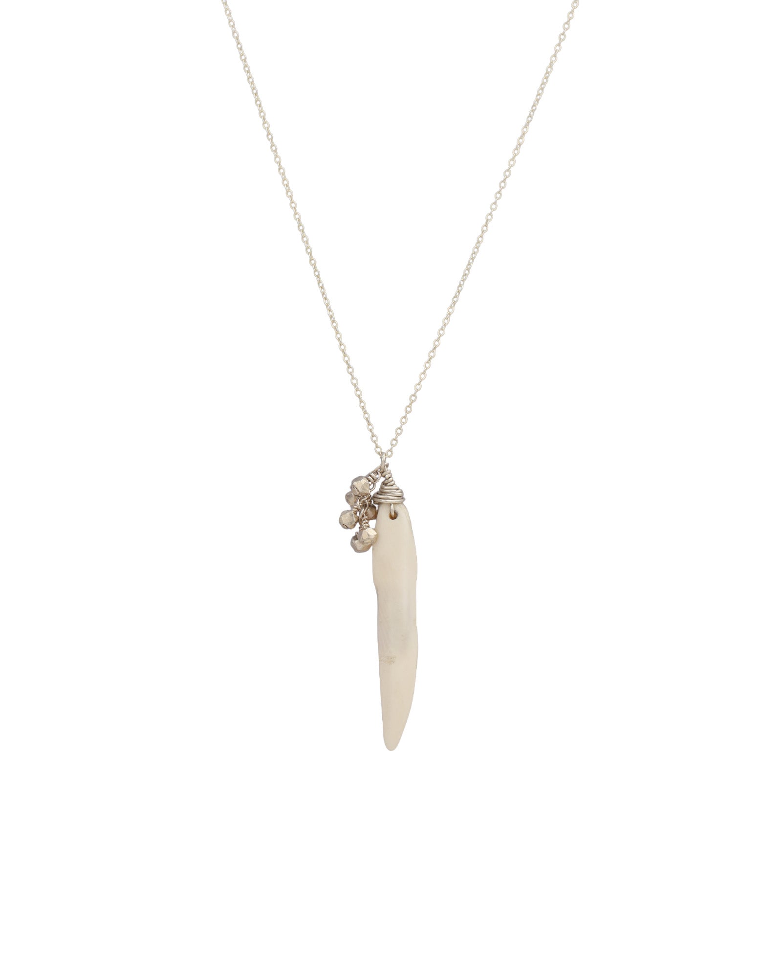White Coral Horn Necklace Sterling Silver, White Coral Horn