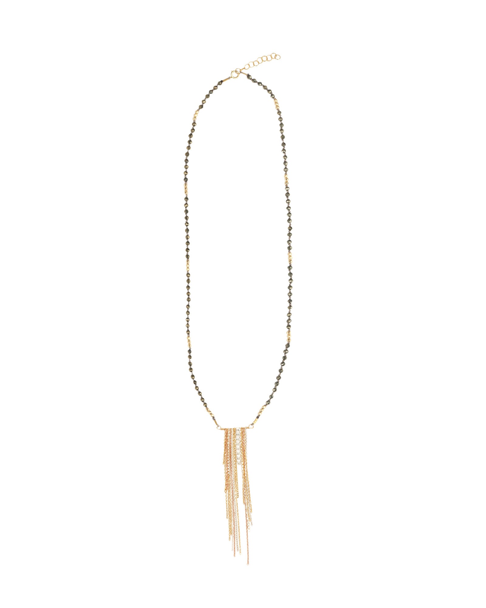 Pyrite River Chain Necklace Mixed Metal, Pyrite