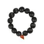 Wood Beaded & Leather Bracelet Black Wood