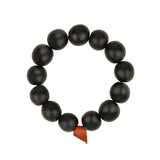 Wood Beaded & Leather Bracelet Black Wood