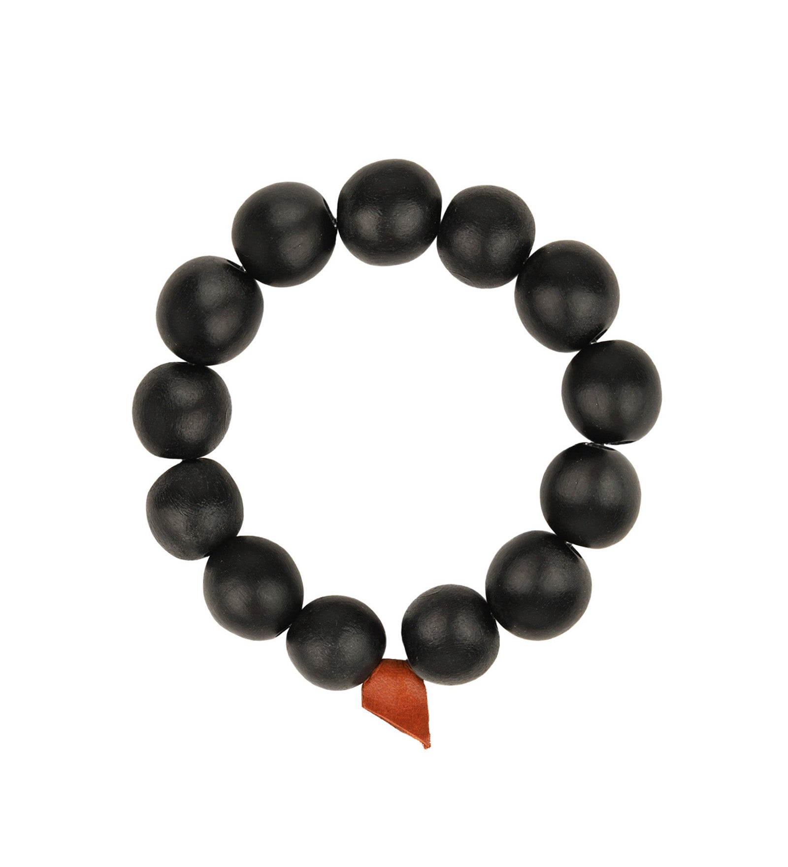 Wood Beaded & Leather Bracelet Black Wood