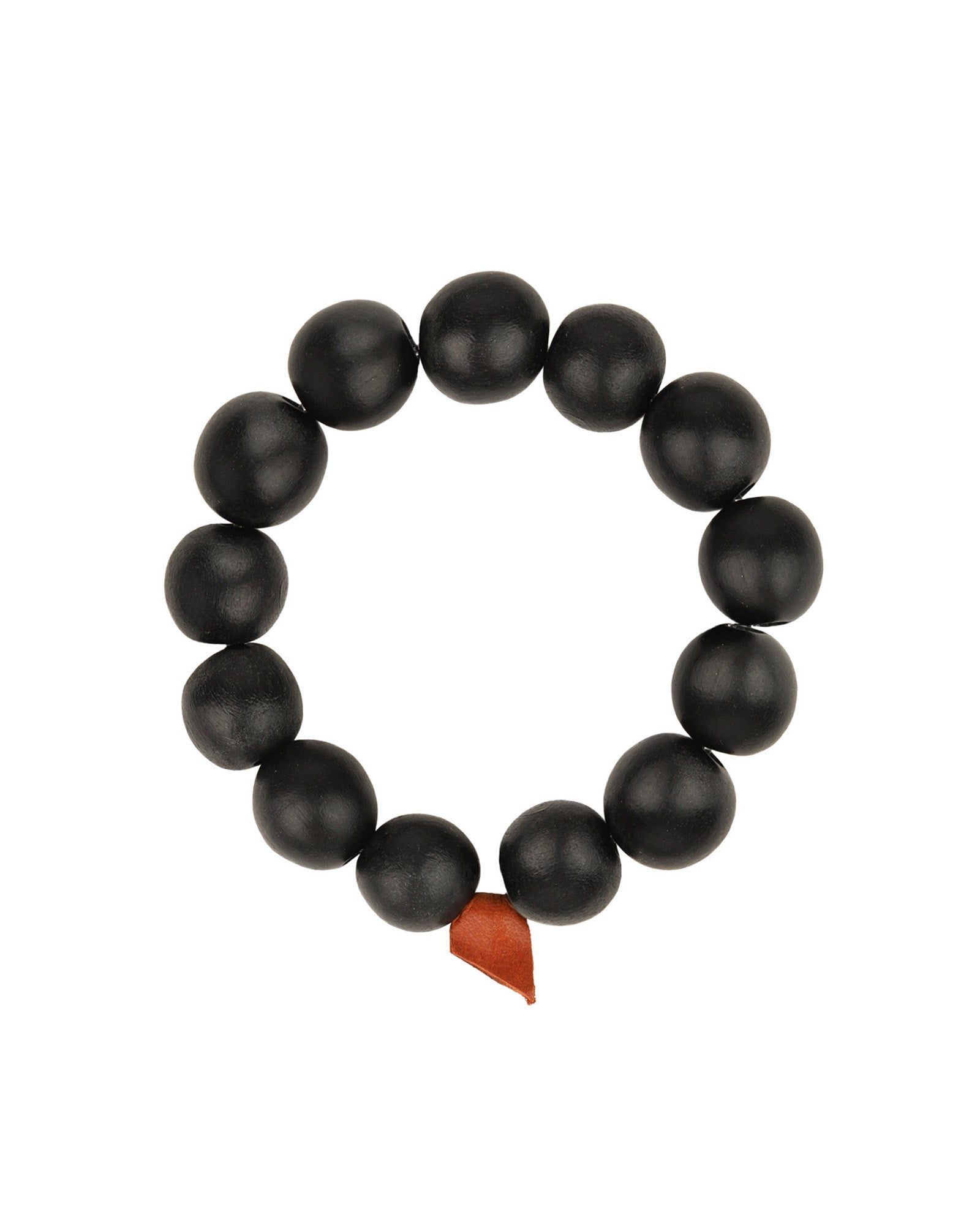 Wood Beaded & Leather Bracelet Black Wood