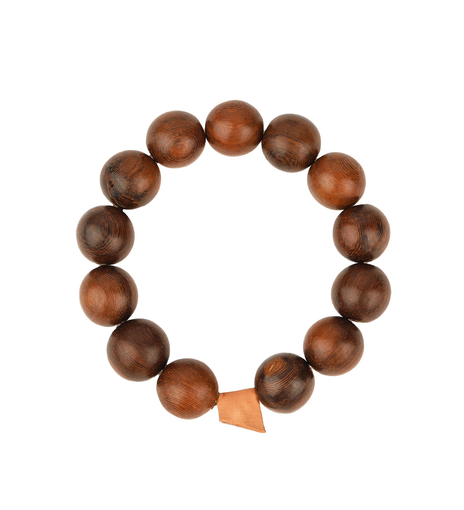 Wood Beaded & Leather Bracelet Brown Wood