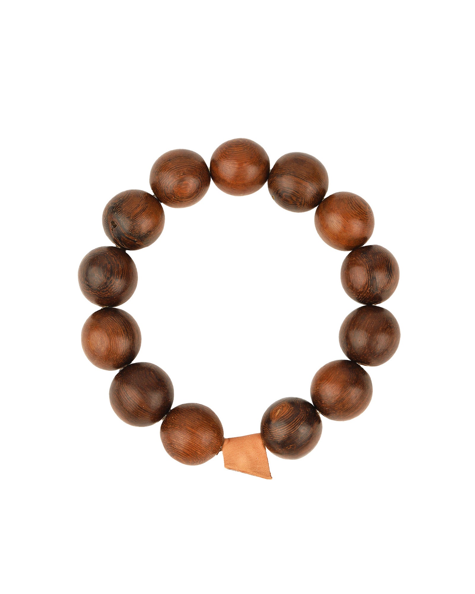 Wood Beaded & Leather Bracelet Brown Wood