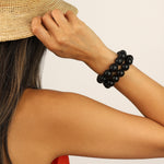 Ebony Beaded & Leather Bracelet Black