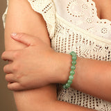 Green Aventurine Beaded & Leather Bracelet
