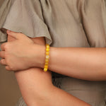 Naimaz-Yellow Agate Beaded & Leather Bracelet-Bracelets-Blue Ruby Jewellery-Vancouver Canada