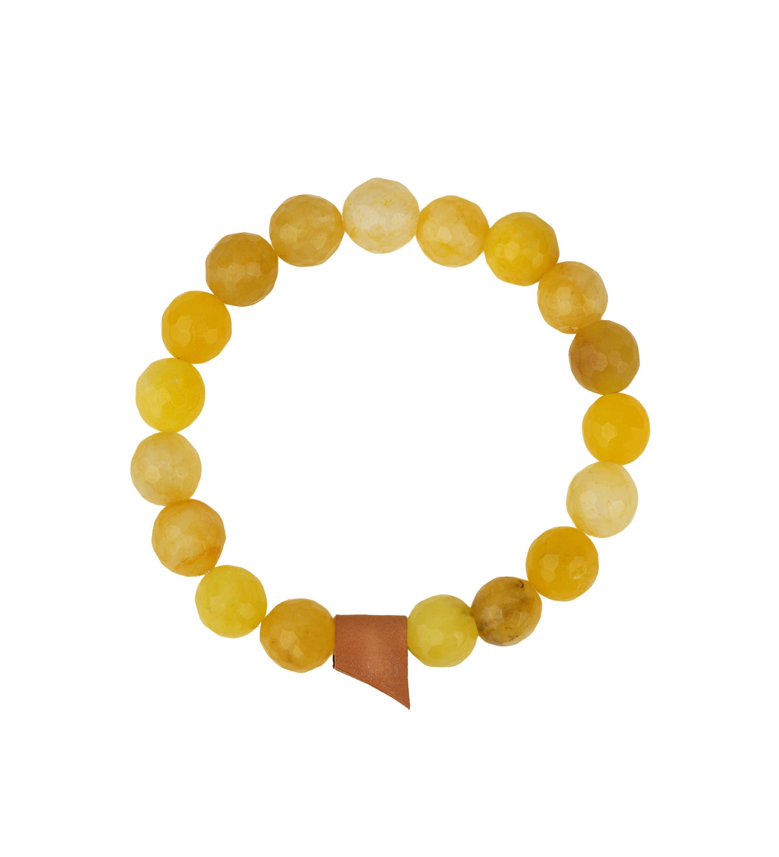 Yellow Agate Beaded & Leather Bracelet Yellow Agate