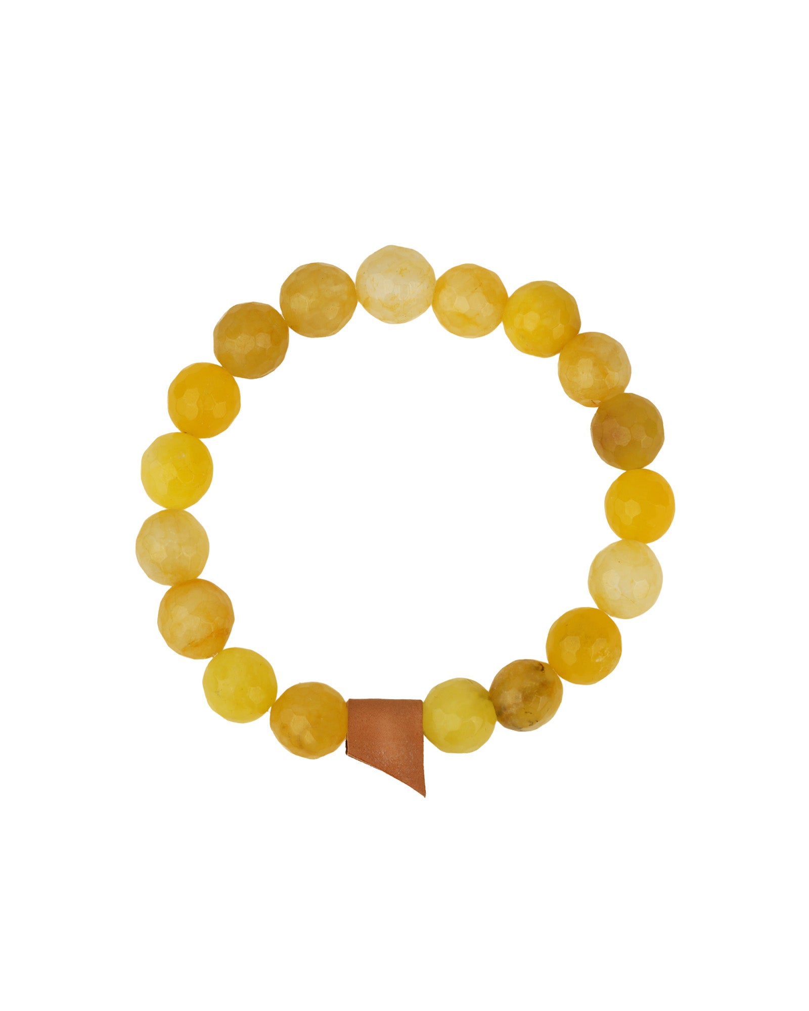 Yellow Agate Beaded & Leather Bracelet Yellow Agate