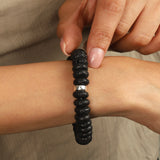 Rondelle Lava Bead with Leather Tassel Bracelet