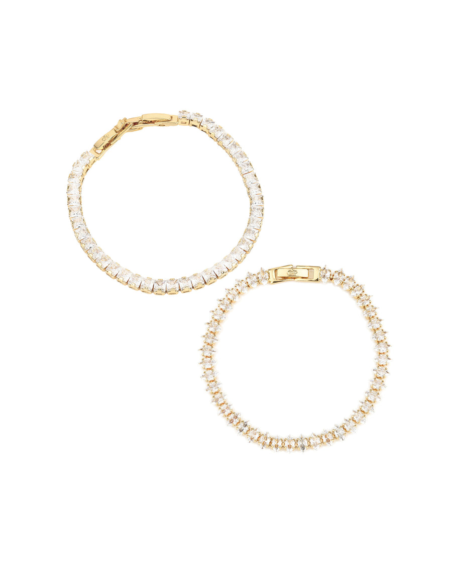 Olive & Piper-Pippa Bracelet (Set of 2)-Bracelets-14k Gold Plated, Crystal-Blue Ruby Jewellery-Vancouver Canada