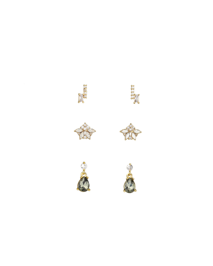 Olive & Piper-Tuileries Petite Stud Set-Earrings-14k Gold Plated, Cubic Zirconia-Blue Ruby Jewellery-Vancouver Canada