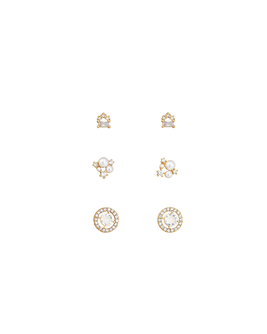 Olive & Piper-Nouvelle Petite Stud Set-Earrings-14k Gold Plated, Cubic Zirconia-Blue Ruby Jewellery-Vancouver Canada