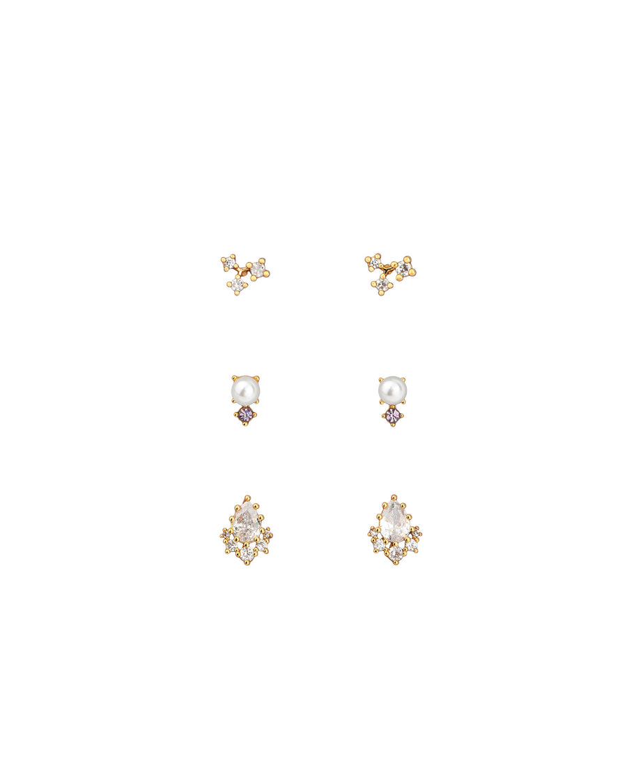 Olive & Piper-Violette Petite Stud Set-Earrings-14k Gold Plated, Cubic Zirconia-Blue Ruby Jewellery-Vancouver Canada