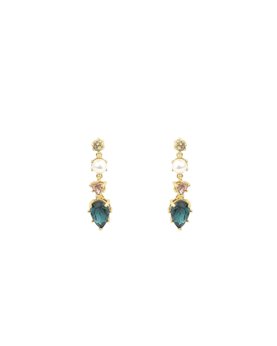Augustine Drop Studs 14k Gold Plated, Crystal