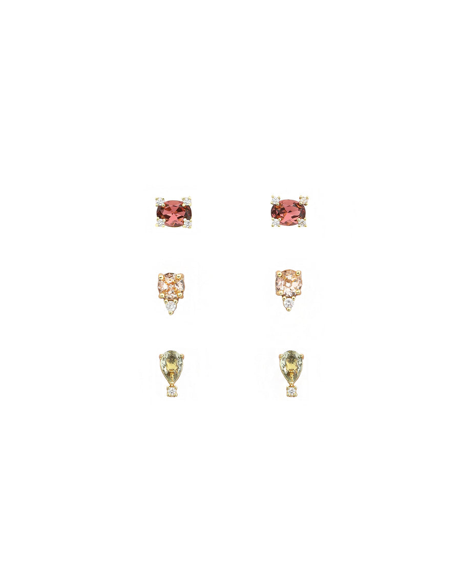 Magnolia Stud Earring Set 14k Gold Plated, Crystal