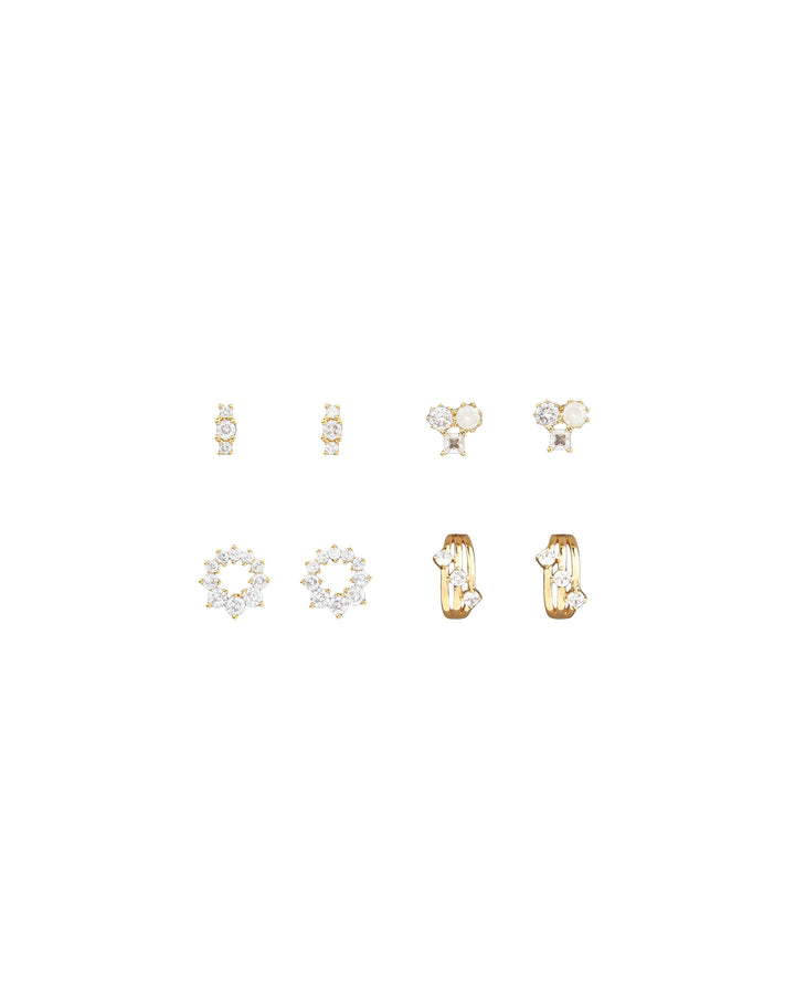 Aurora Stud Earring Set 14k Gold Plated, Cubic Zirconia