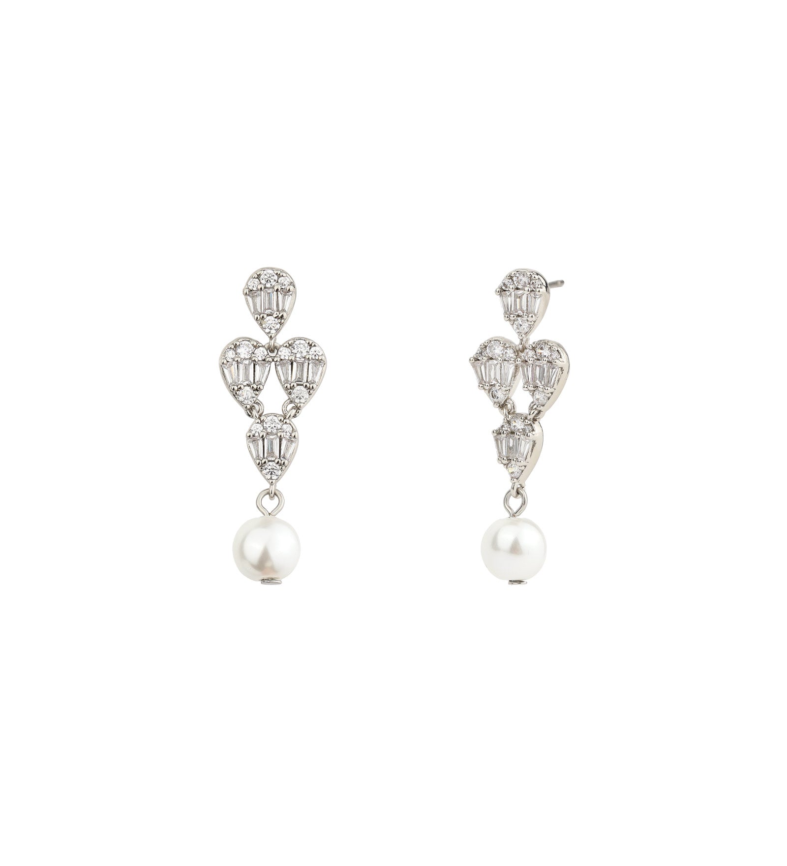 Odella Drops Silver-Tone Plated, Cubic Zirconia