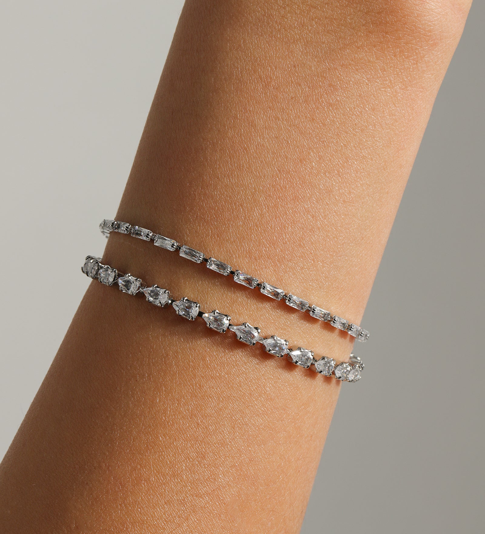 Olive & Piper-Esther Bracelet (Set of 2)-Bracelets-Silver-Tone Plated, Cubic Zirconia-Blue Ruby Jewellery-Vancouver Canada