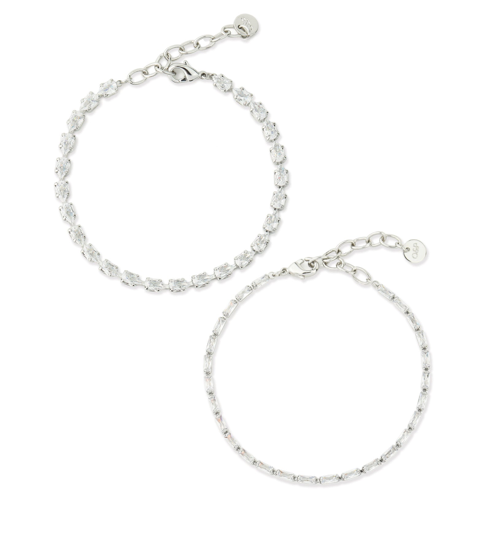 Esther Bracelet (Set of 2) Silver-Tone Plated, Cubic Zirconia