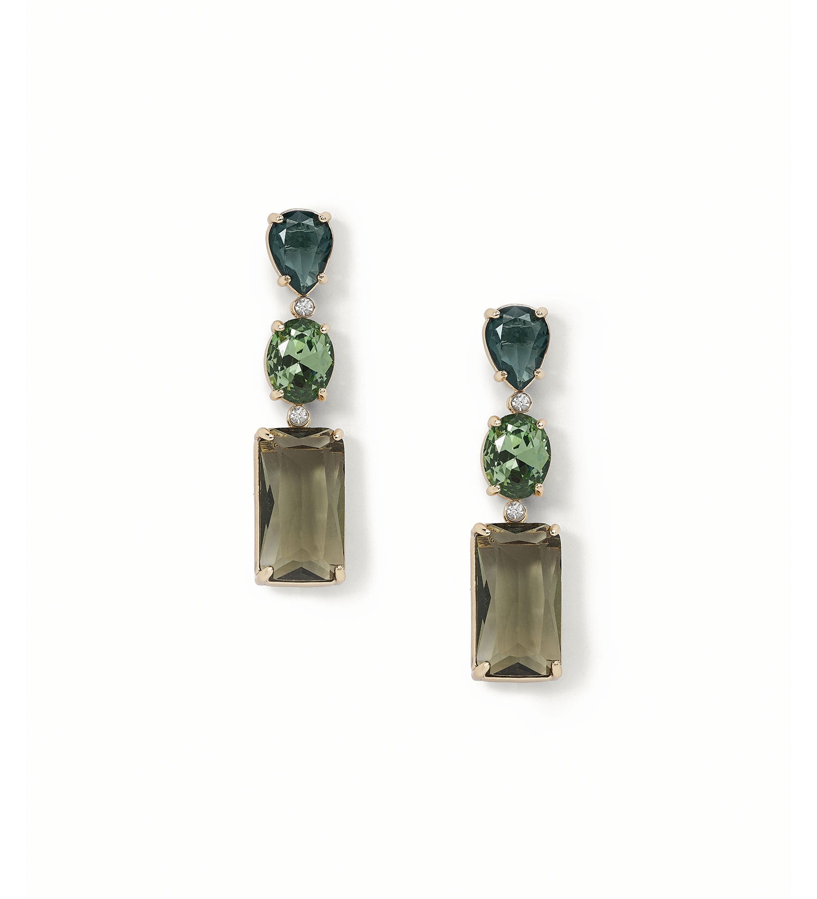 Gianni Earrings 14K Gold Plated, Glass Crystal