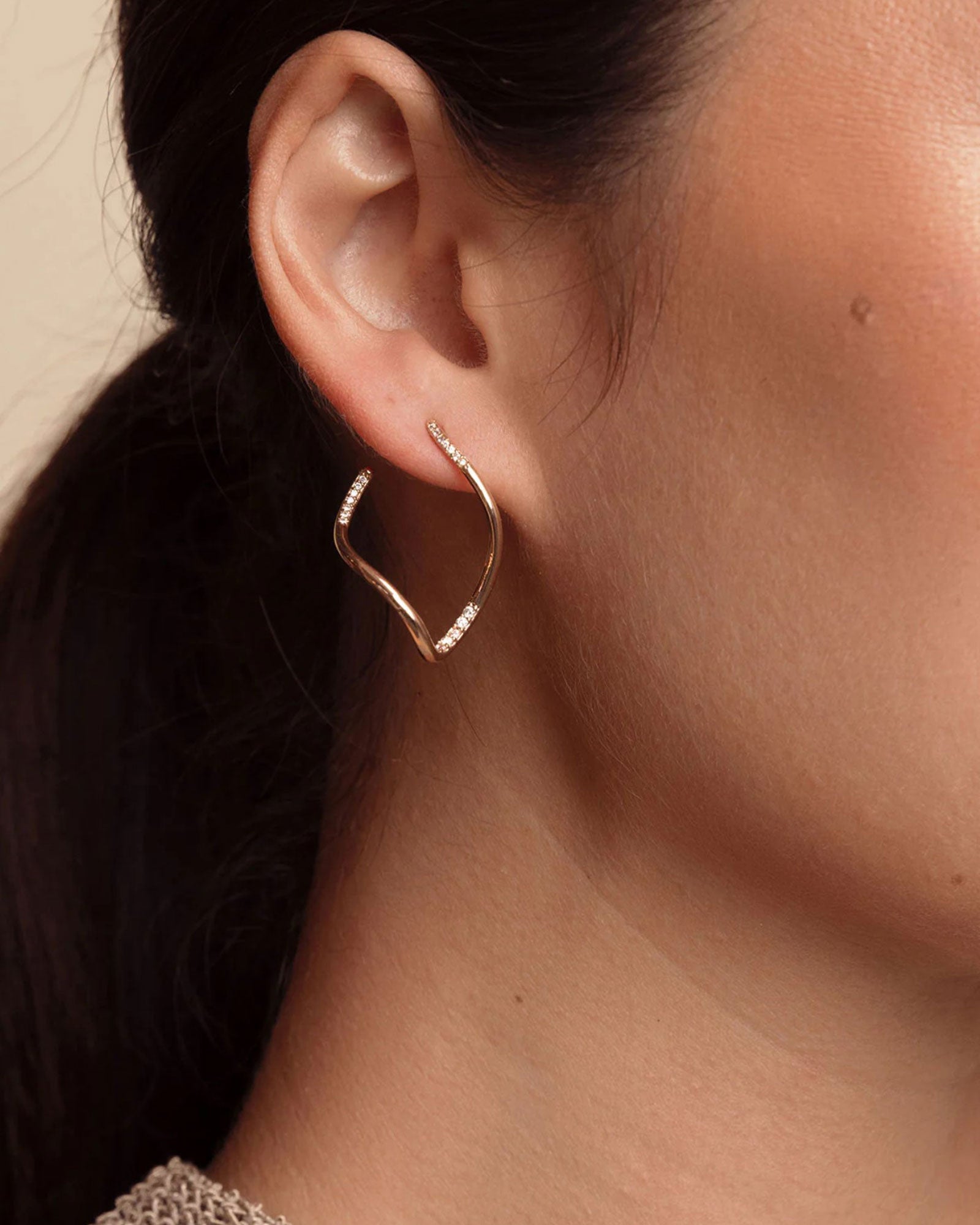 Olive & Piper-Rhode Hoops-Earrings-14k Gold Plated, Cubic Zirconia-Blue Ruby Jewellery-Vancouver Canada