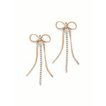 Selene Bow Earrings 14k Gold Plated, White Crystal