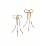 Selene Bow Earrings 14k Gold Plated, White Crystal