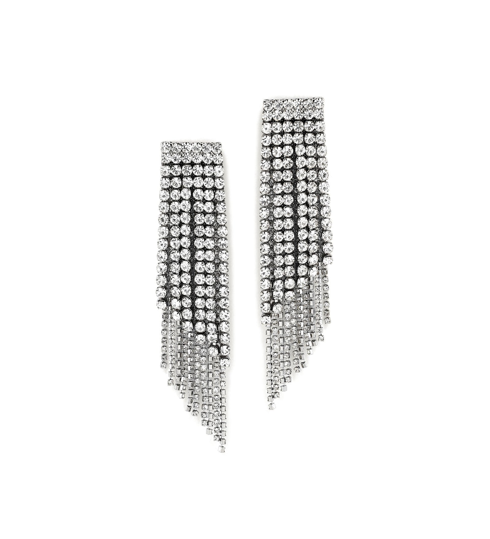 Vera Earrings Silver Tone Plated, White Crystal