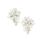 Scarlett Earrings 14k Gold Plated, Cubic Zirconia, White Pearl