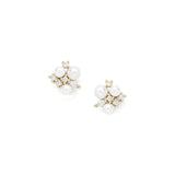 Chantal Studs 14k Gold Plated, Cubic Zirconia, White Pearl