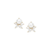 Olive & Piper-Sandra Studs-Earrings-14k Gold Plated, Cubic Zirconia, White Pearl-Blue Ruby Jewellery-Vancouver Canada