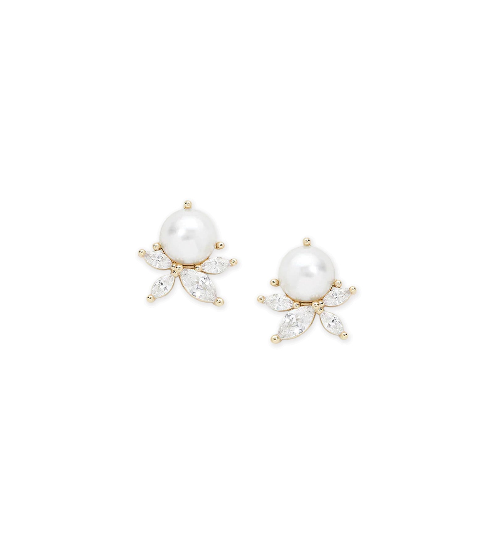 Olive & Piper-Sandra Studs-Earrings-14k Gold Plated, Cubic Zirconia, White Pearl-Blue Ruby Jewellery-Vancouver Canada