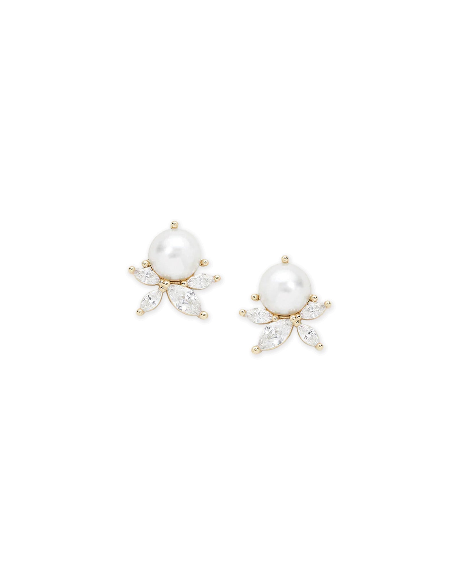 Olive & Piper-Sandra Studs-Earrings-14k Gold Plated, Cubic Zirconia, White Pearl-Blue Ruby Jewellery-Vancouver Canada