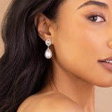 Elysia Drops 14k Gold Plated, Cubic Zirconia, White Pearl